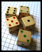 Dice : Dice - 6D - Set of 5 Wood With Different Colored Pips